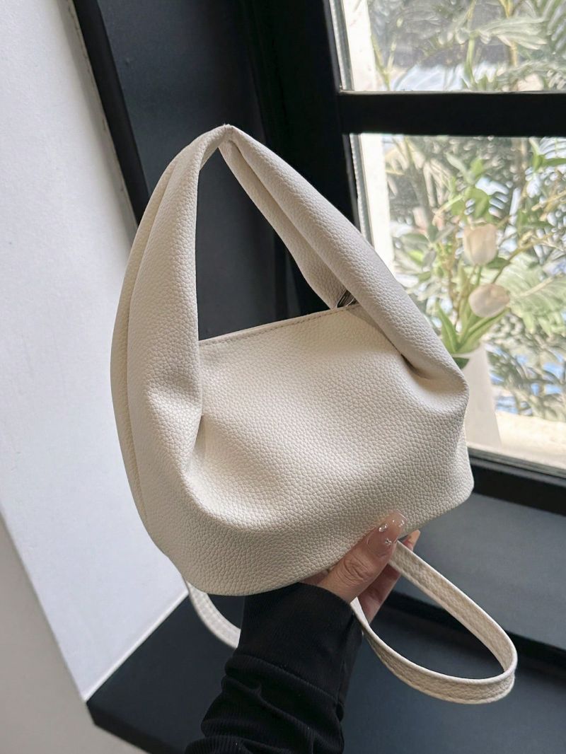 Mini Bucket Bag Litchi Embossed Top Handle PU Elegant