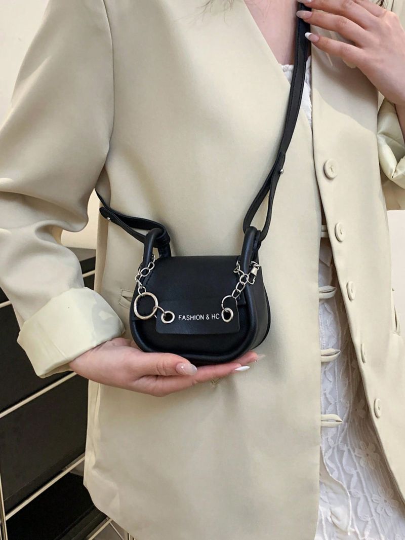 Mini Saddle Bag Solid Color Flap Fashion Style
