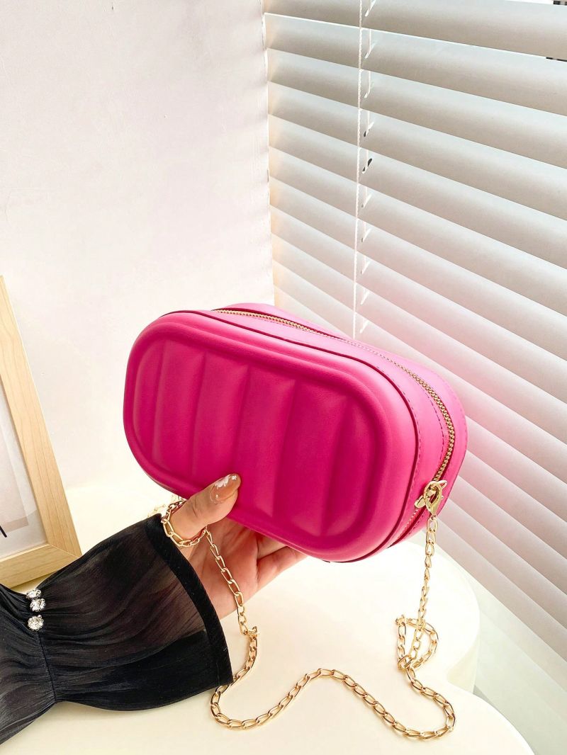 Mini Crossbody Bag Embossed Detail Neon Pink Funky