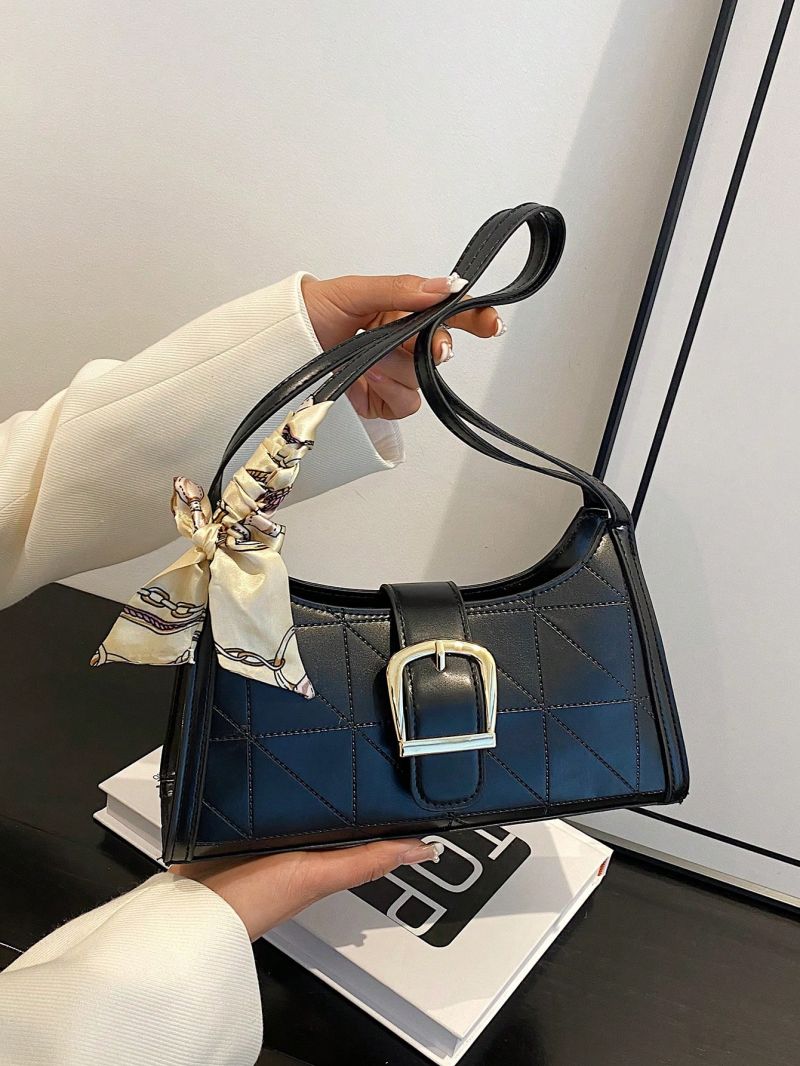 Geometric Pattern Baguette Bag Buckle & Twilly Scarf Decor For Daily