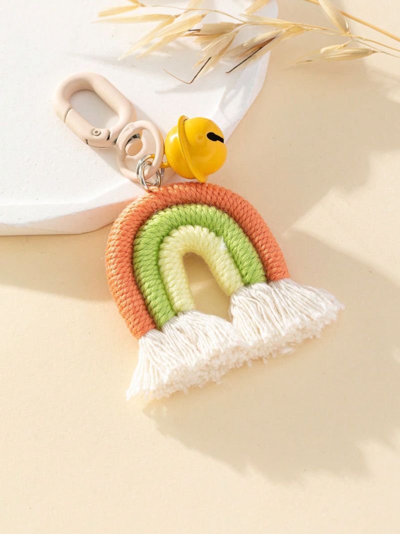 Colorblock Bag Charm Tassel & Bell Decor