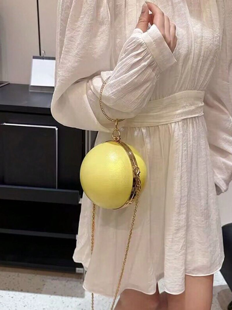 Mini Circle Bag Top Handle Chain Strap