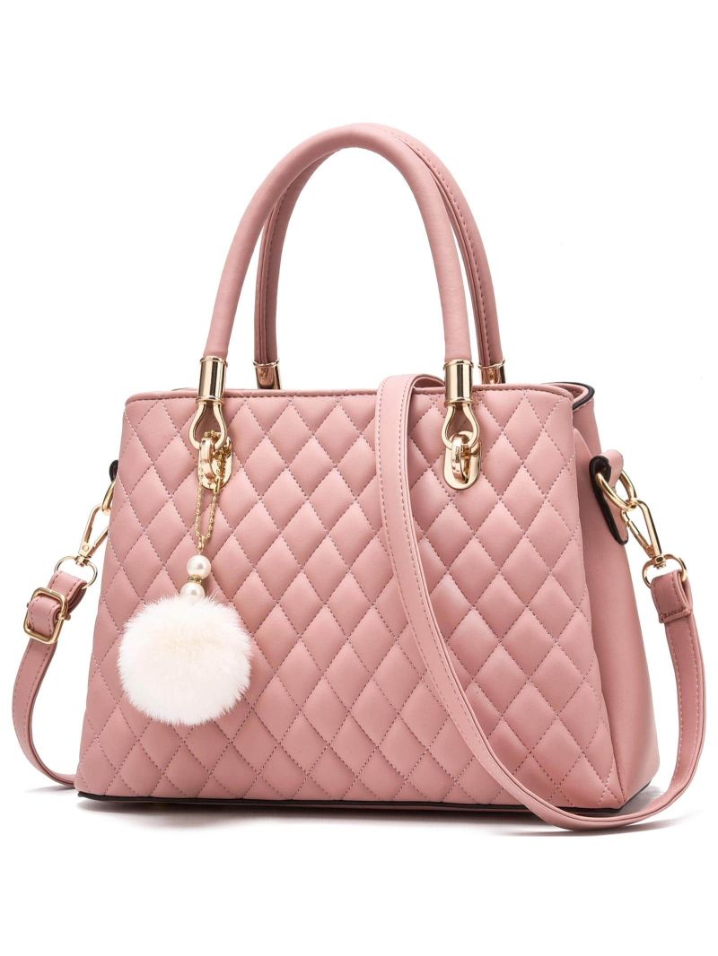 I IHAYNER Womens Leather Handbags Purses Top-handle Totes Satchel Shoulder Bag for Ladies with Pompom