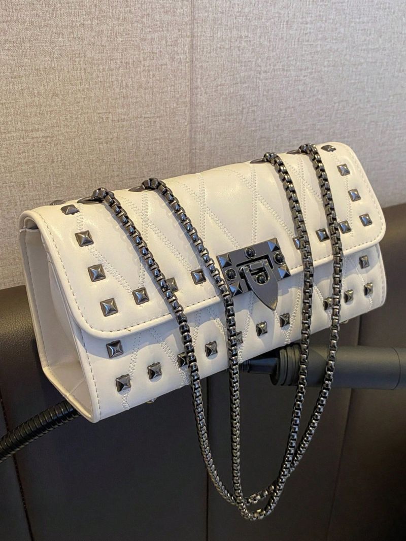 Studded Decor Square Bag Chain Strap Small