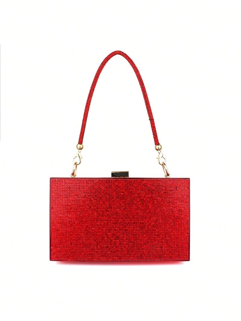 Mini Box Bag Glamorous Rhinestone Decor For Party