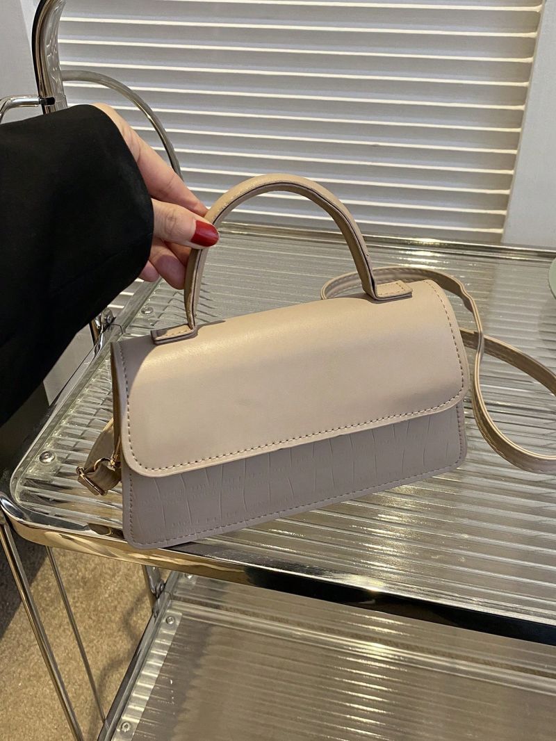 Small Square Bag Crocodile Embossed Top Handle Flap