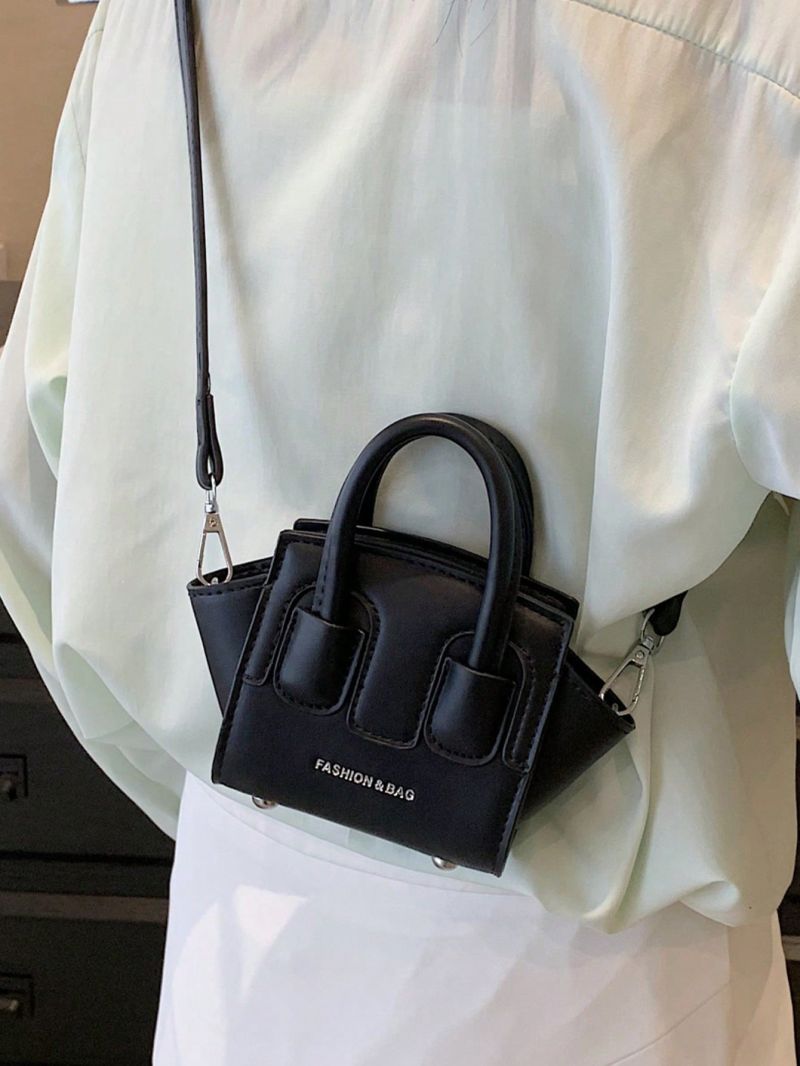 Mini Satchel Bag Letter Detail Double Handle