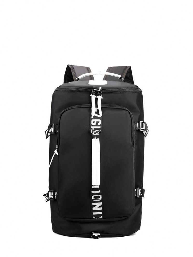 Black Classic Backpack Large Capacity Pocket Front Adjustable Strap