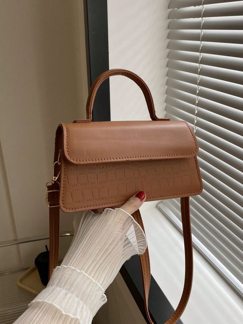 Crocodile Embossed Square Bag Flap PU Elegant