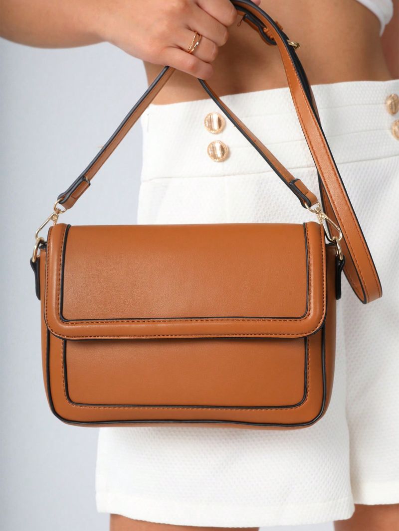 BIZwear Contrast Binding Flap Square Bag