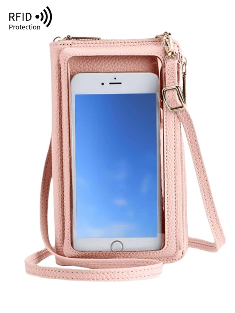 Litchi Embossed Phone Wallet With Zipper Multi-Function