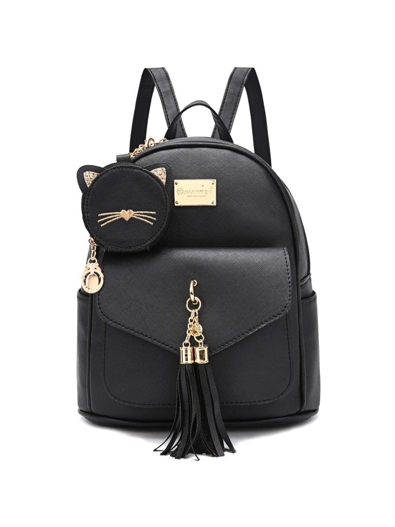 I IHAYNER Girls Fashion Backpack Mini Purse Backpack for Women Small Leather Backpack Purse for Teen Girls with Kitty Coin Purse