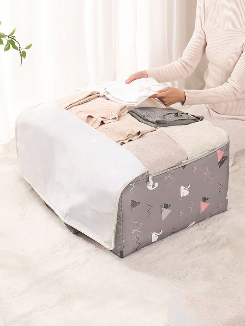 Geometric & Cartoon Graphic Travel Bag With Zipper