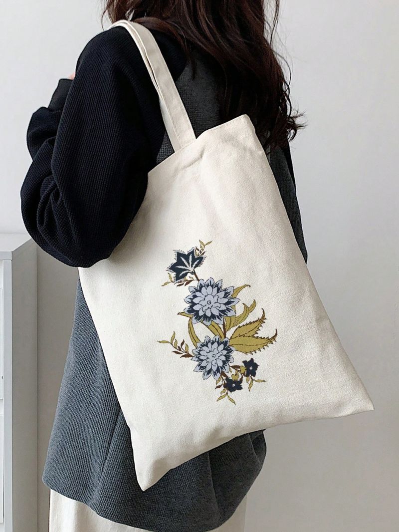 Floral Graphic Shopper Bag Casual Canvas