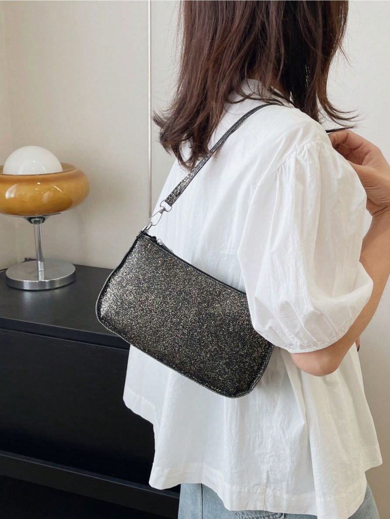 Metallic Baguette Bag Zipper Glamorous Medium