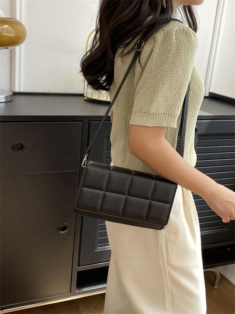 Mini Quilted Detail Flap Square Bag Fashion Black