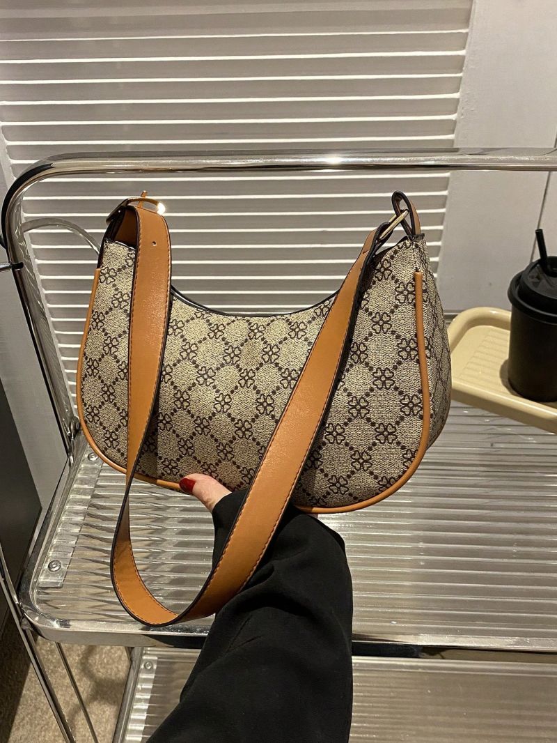 Small Geometric Pattern Hobo Bag Contrast Binding