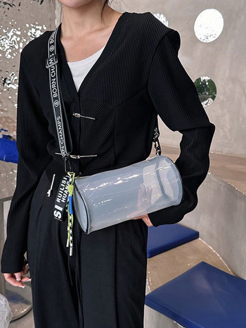 Letter Belt Decor Bucket Bag Contrast Binding Zipper