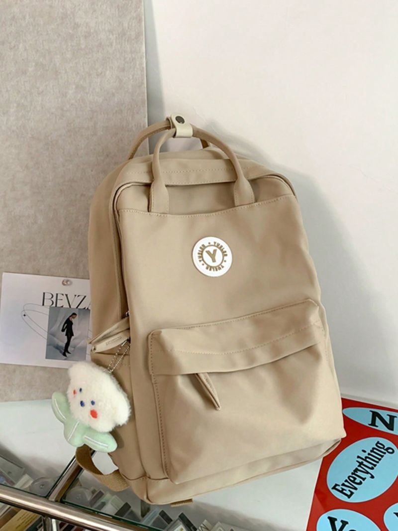 Letter Patch Decor Classic Backpack Medium With Bag Charm