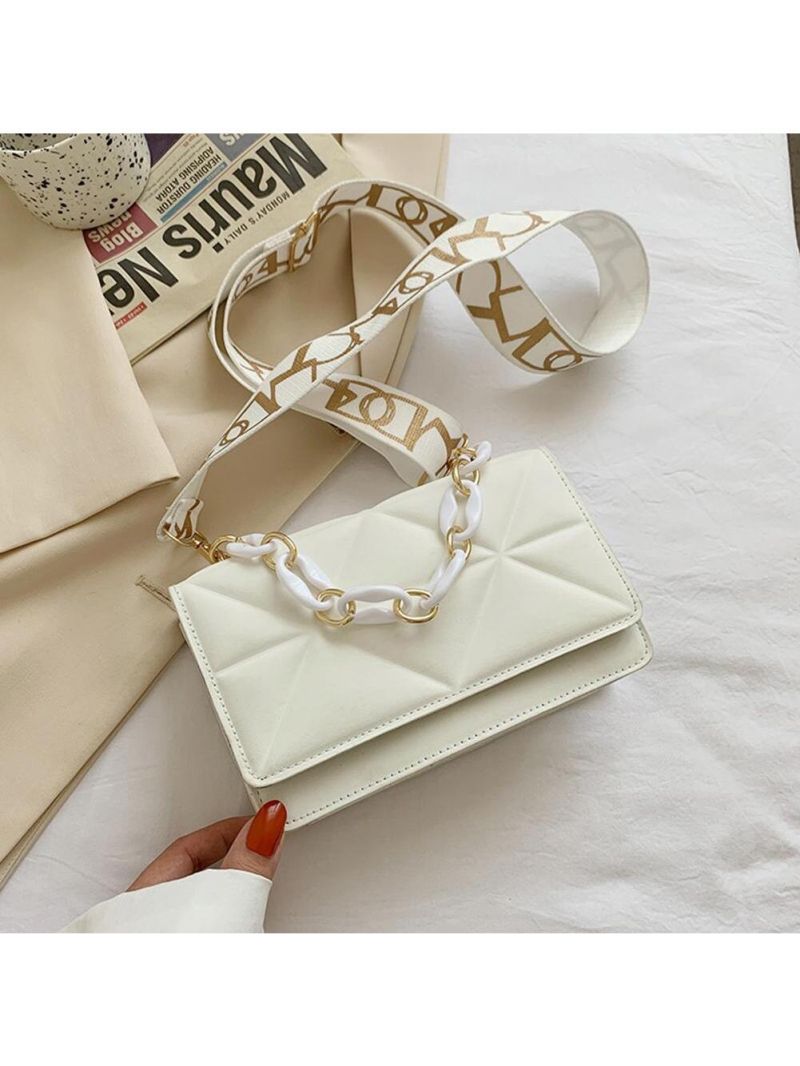 Women Crossbody Bag Thick Chain Small Square Bag Leather Casual Shoulder Bag For Travel Shopping