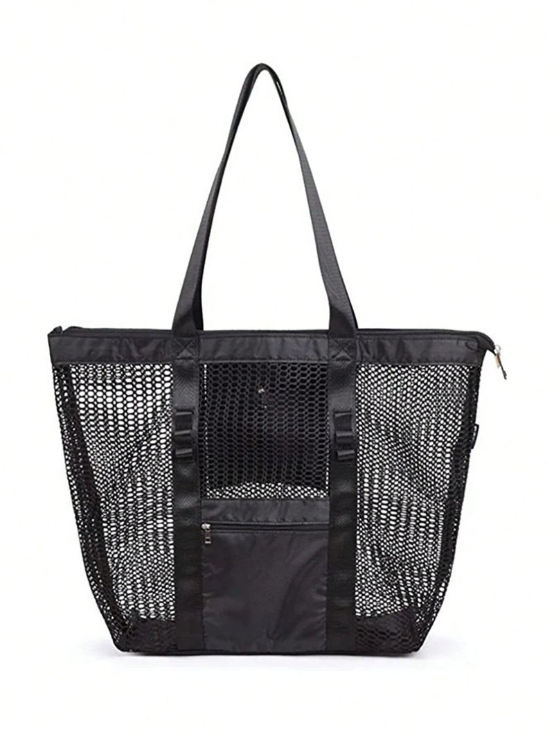 Hollow Polyester Mesh Beach Bag Large Capacity Travel Washing Bag Swimming Storage Bag