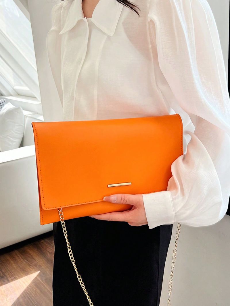 Metal Decor Envelope Bag Pink PU Fashionable