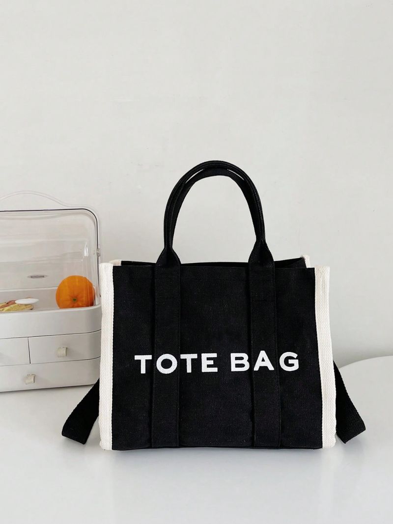 Letter Graphic Shopper Bag Casual Double Handle Polyester