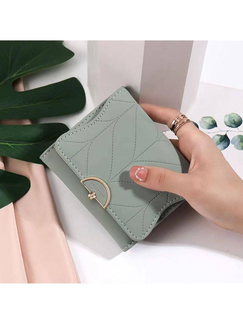 Stitch Detail Small Wallet Trifold Metal Decor
