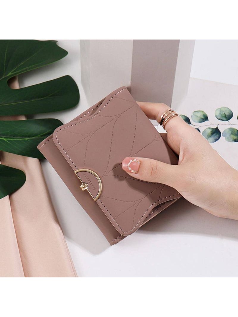Stitch Detail Small Wallet Trifold Metal Decor
