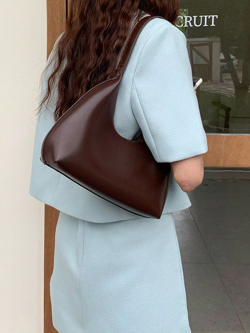 Minimalist Hobo Bag Solid Color Zipper