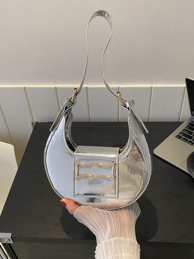 Metallic Pattern Metal Decor Hobo Bag Funky Style