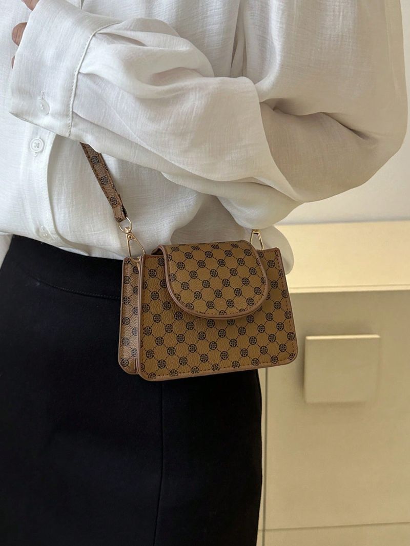 Mini Fashion Classic Retro Geometric Pattern Flap Shoulder Bag Small Square Bag