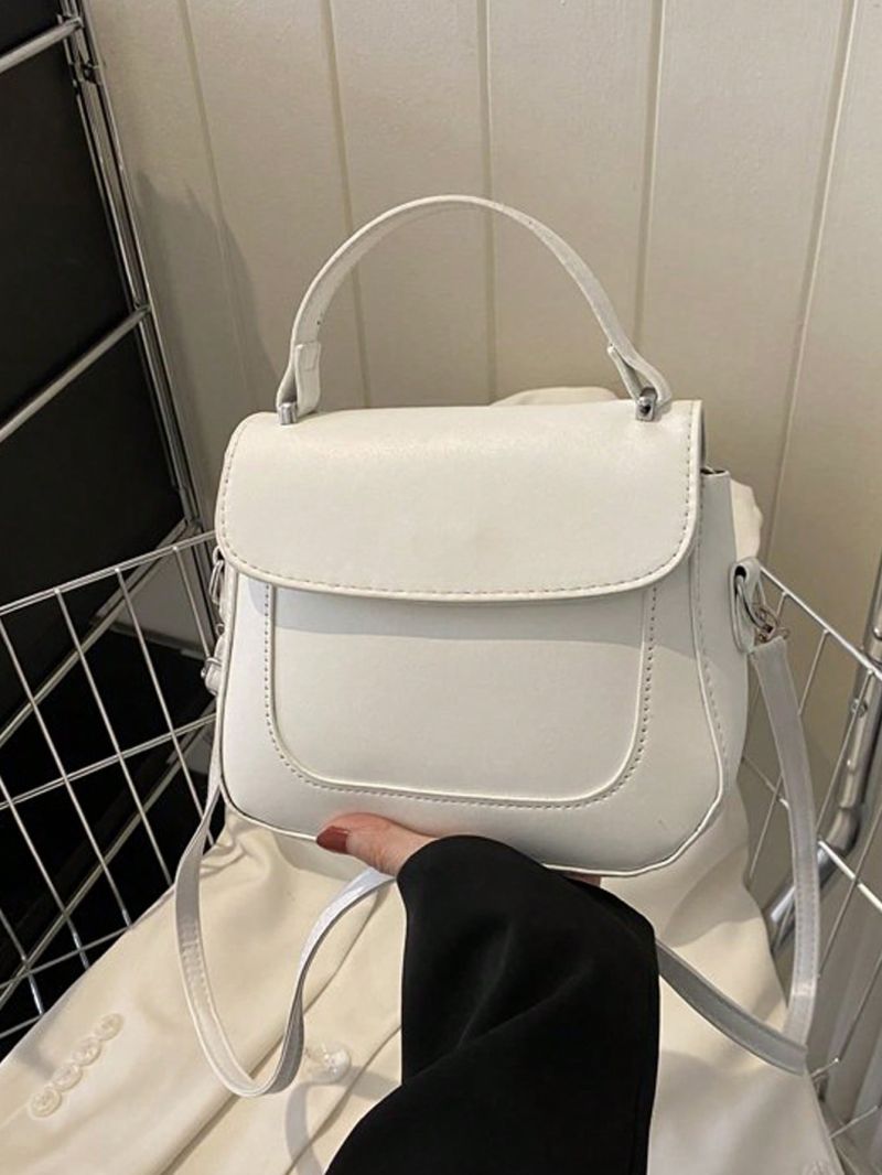 Minimalist Flap Square Bag Solid Color Top Handle