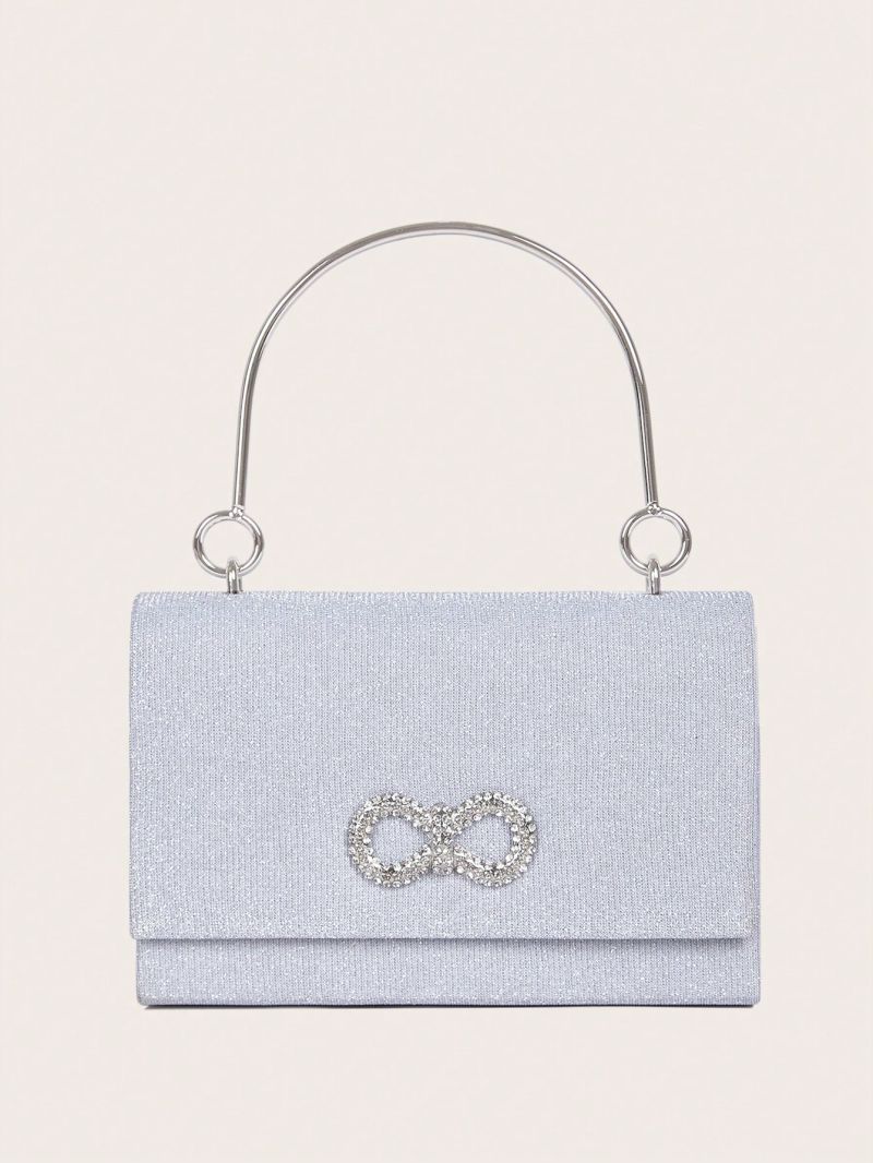 Mini Square Bag Rhinestone Decor Top Handle Chain Strap