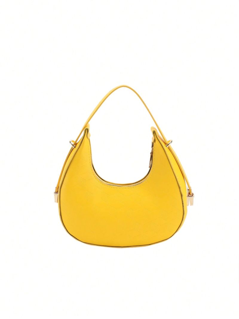 Small Hobo Bag Embossed Detail Neon Yellow Funky