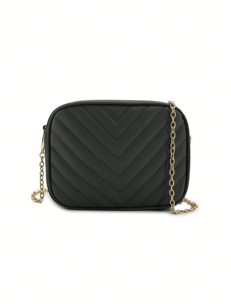 Quilted Crossbody Bag, Lightweight Trendy Design Shoulder Purse Top Zipper