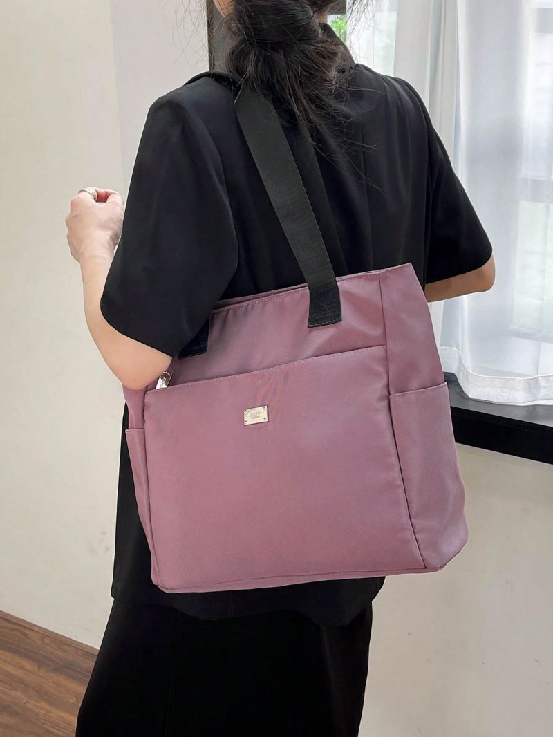 Letter Patch Decor Square Bag Double Handle