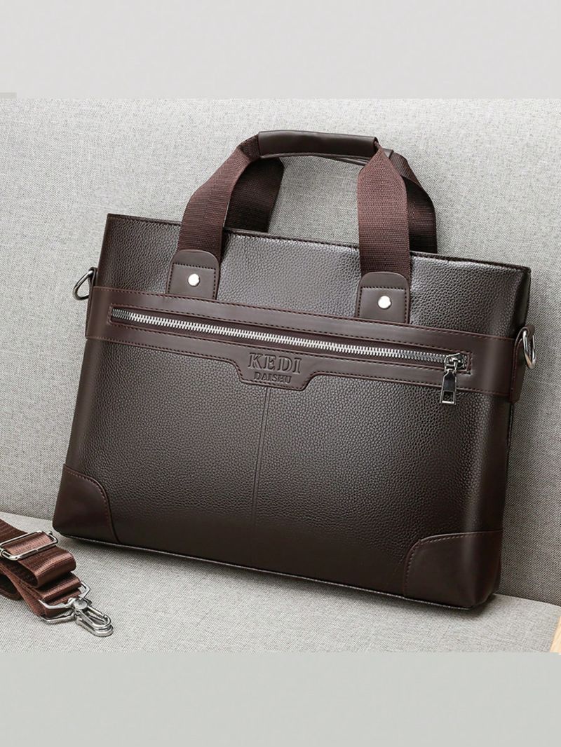Men Letter Embossed Briefcase Double Handle For Business