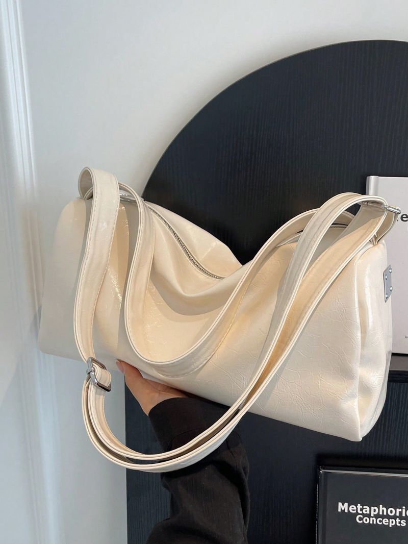 Minimalist Hobo Bag Large Capacity Metal Decor