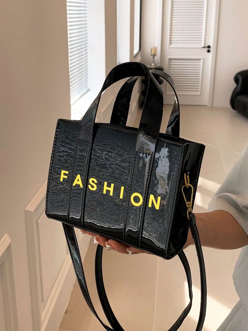 Mini Letter Print Women Portable Square Bag Suitable For Beach Work Travel