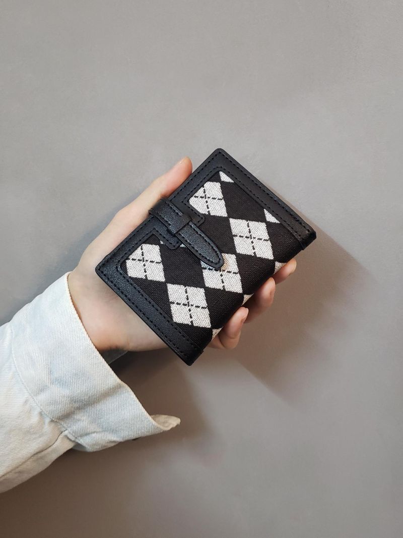 Two Tone Small Wallet Houndstooth Pattern Bifold