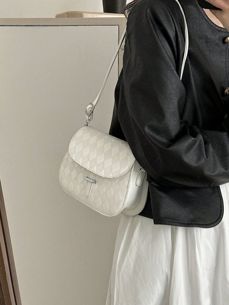 Mini Saddle Bag Argyle Embossed Flap
