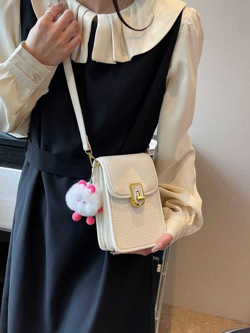 Mini Crocodile Embossed Flap Square Bag Twist Lock