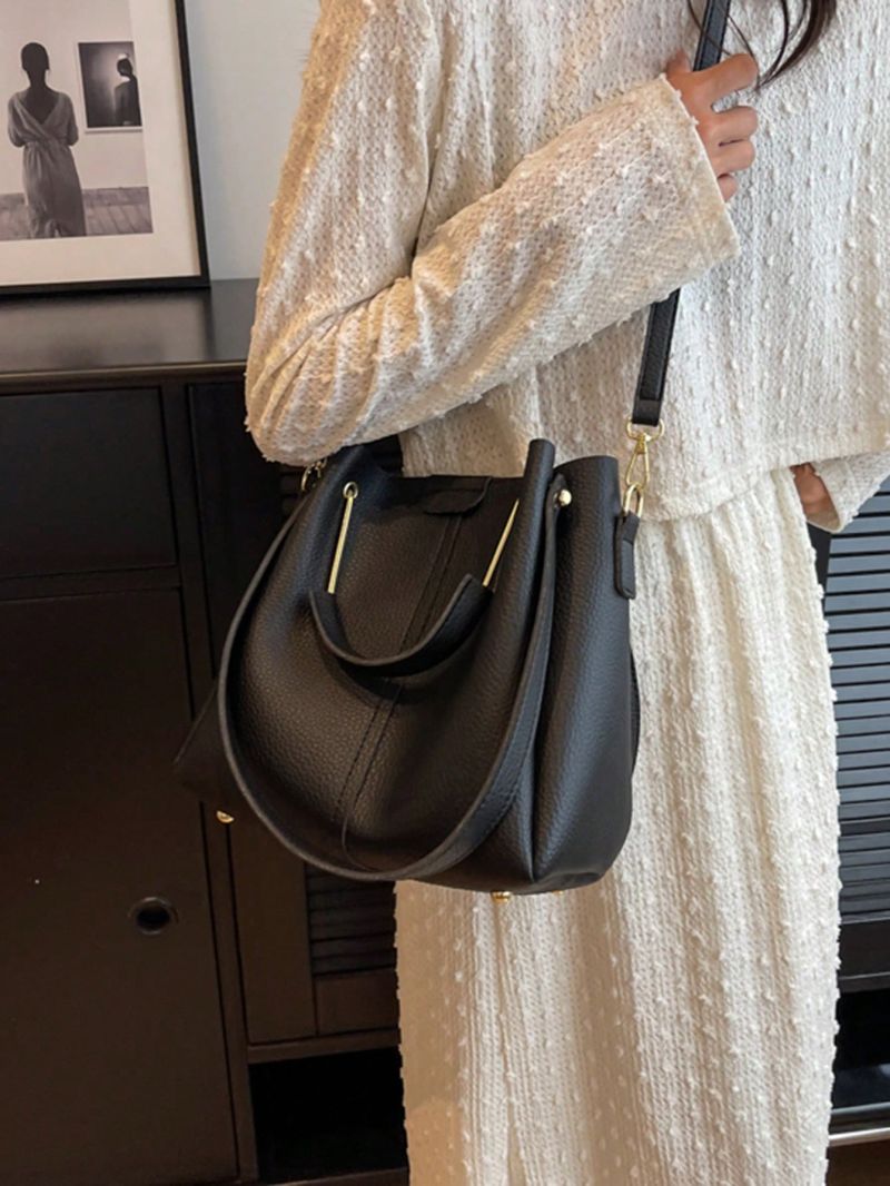 Minimalist Double Handle Square Bag Solid Color