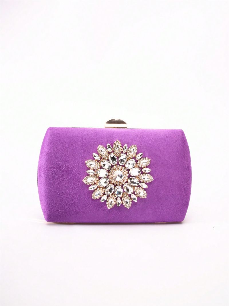 Rhinestone Decor Chain Box Bag Medium Glamorous