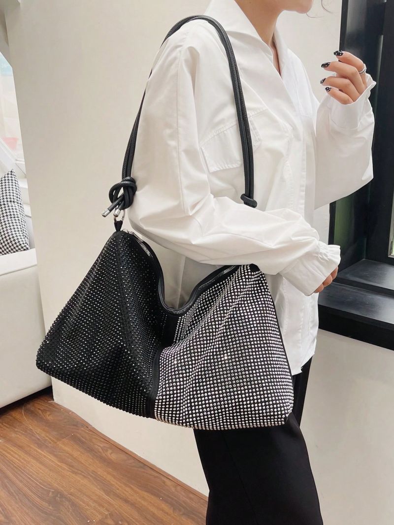 Studded Decor Hobo Bag PU Large Capacity Fashionable