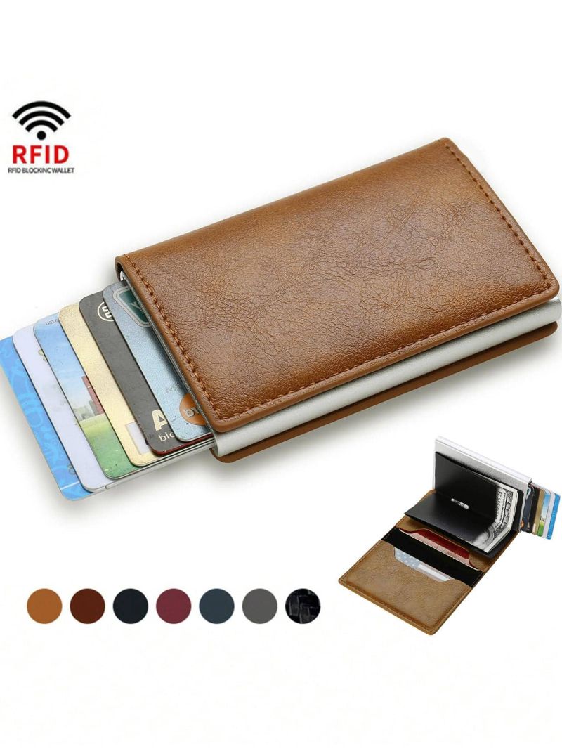 RFID Card Holder PU Brown