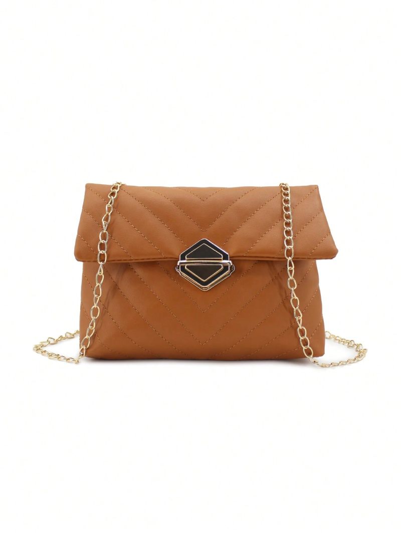 Mini Women's Crossbody Bag Chevron Pattern Chain Strap Square Bag Shoulder Bag