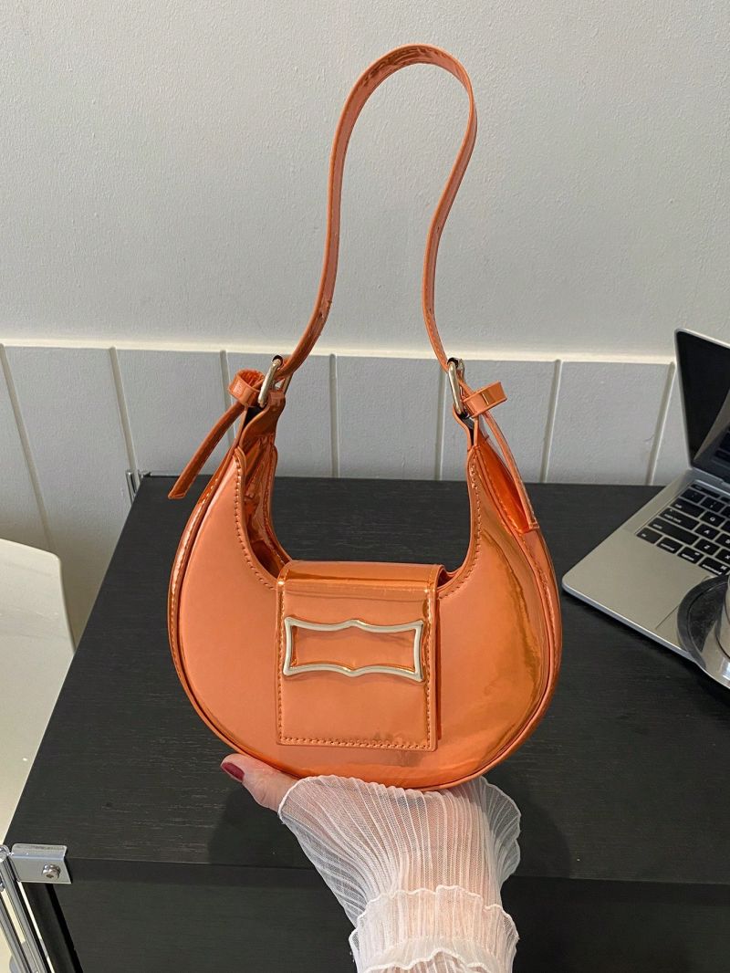 Mini Hobo Bag Metal Decor Metallic PU Funky