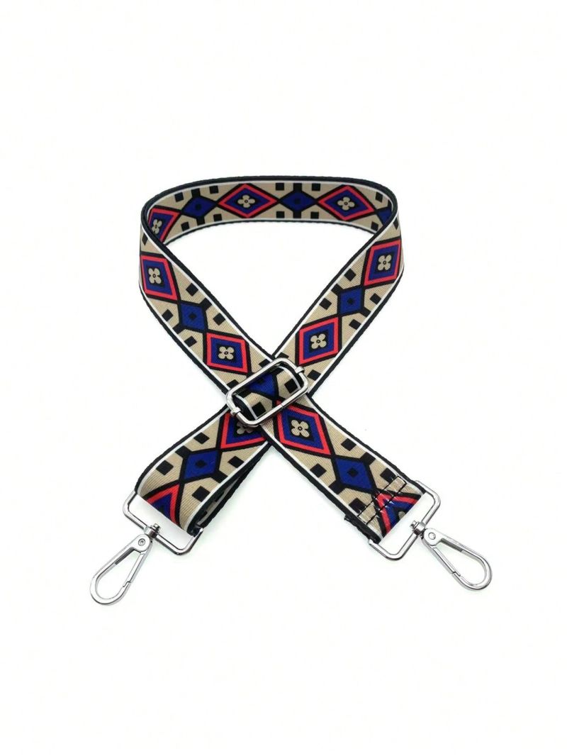 Adjustable Canvas Shoulder Strap With Geometric Pattern For Bag
